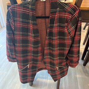 Maurices Red and Black Plaid Blazer